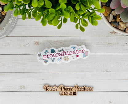 Procraftinator Arts and Crafts Sticker for Crafter, Artist Stickers, Best Friend Birthday Gift for Knitter, For Painter, Art Teacher Gift