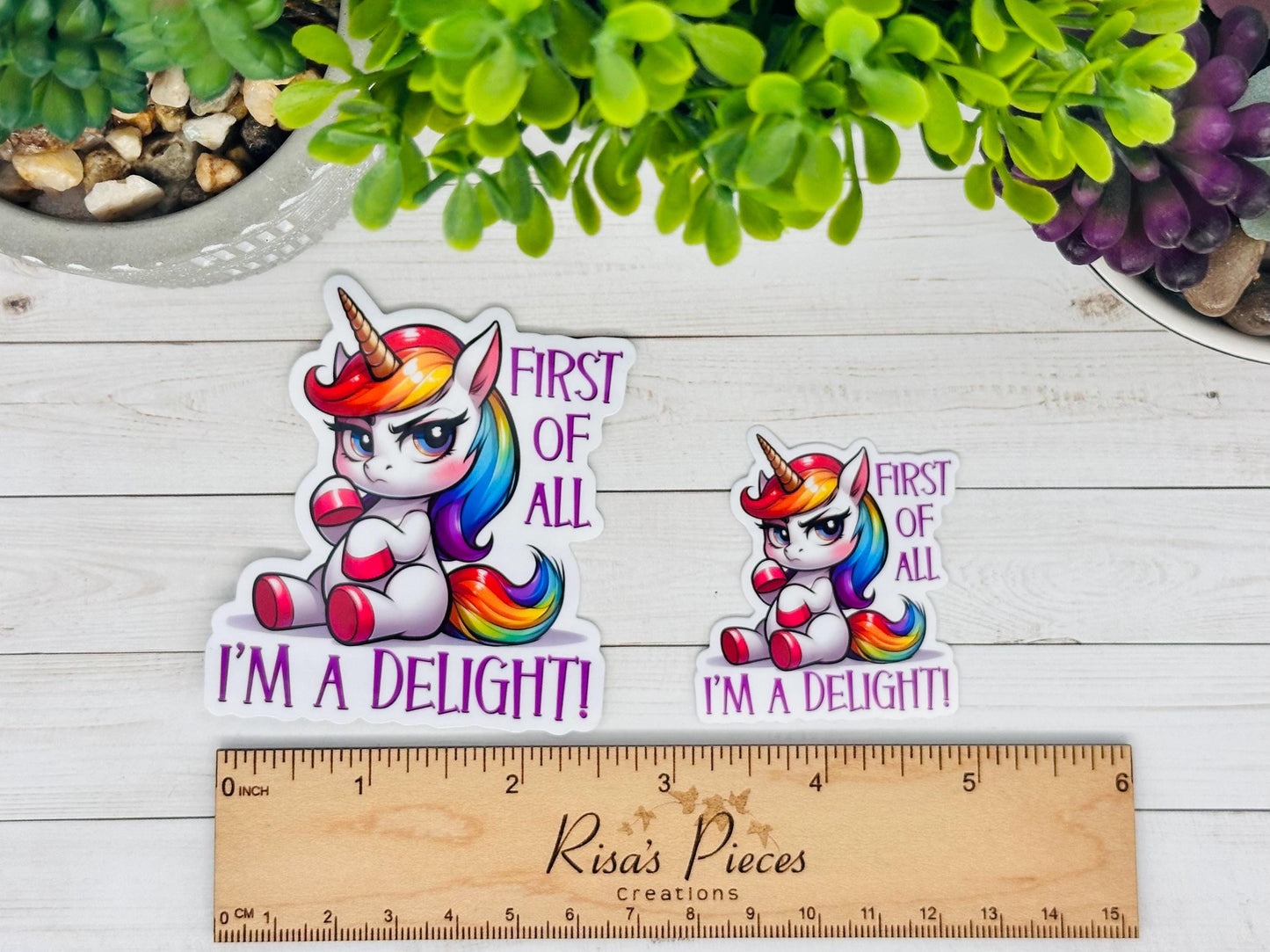 I'm a Delight Funny Unicorn Sticker: Snarky Gen Z Gift