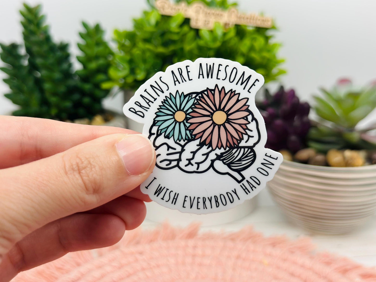 Brains are Awesome Funny Sticker for Laptop, Stocking Stuffer For Friend, Snarky Water bottle Stickers, For Coworkers, Sarcastic Gen Z Gift