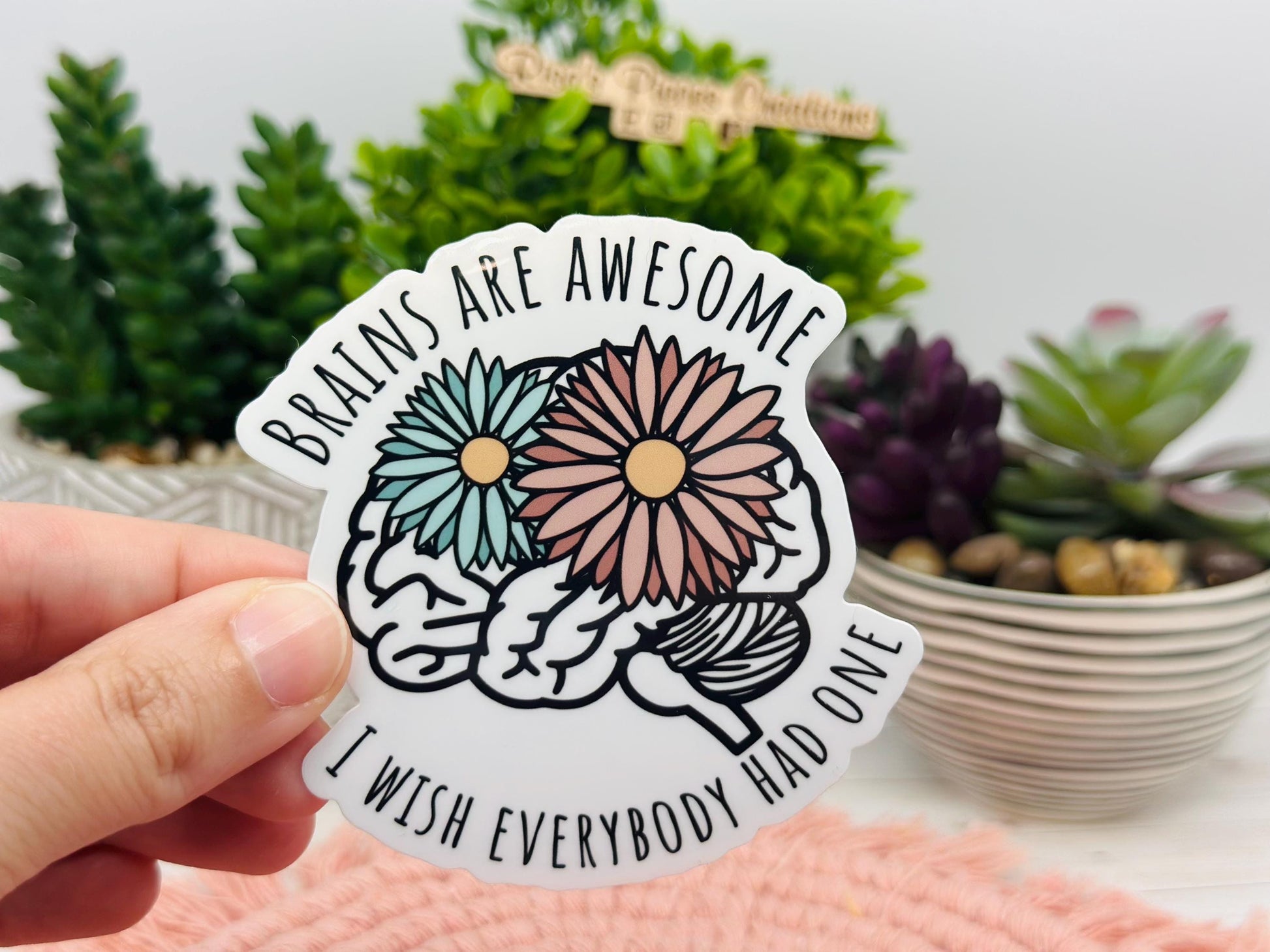 Brains are Awesome Funny Sticker for Laptop, Stocking Stuffer For Friend, Snarky Water bottle Stickers, For Coworkers, Sarcastic Gen Z Gift