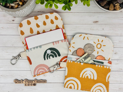 Boho mini keychain wallet, Clip on card wallet with pockets, lanyard coin purse for her, gift for daughter, stocking stuffer for Mom, Nurses
