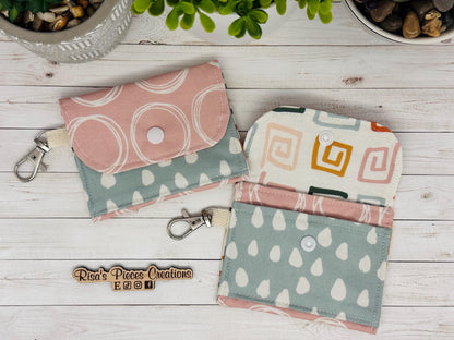Boho mini keychain wallet, Clip on card wallet with pockets, lanyard coin purse for her, gift for daughter, stocking stuffer for Mom, Nurses