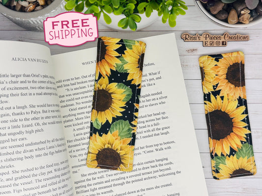 Sunflower Fabric Bookmark, book club gift, for reader, Stocking stuffer for book lover, best friend teacher gift, for mom, Cloth bookmark