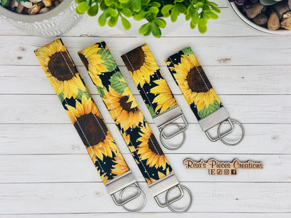 Sunflower key fob and wristlet, Keychain gift for best friend, Stocking Stuffer Ideas, Floral Keyring, for New Drivers, Mothers Day for mom