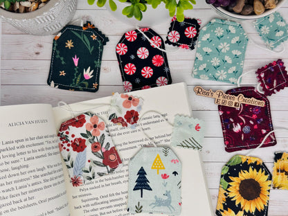 Fabric Tea Bag Bookmark, book club gift, for reader, Stocking stuffer for book lover, best friend teacher gift, for mom, booktok cloth