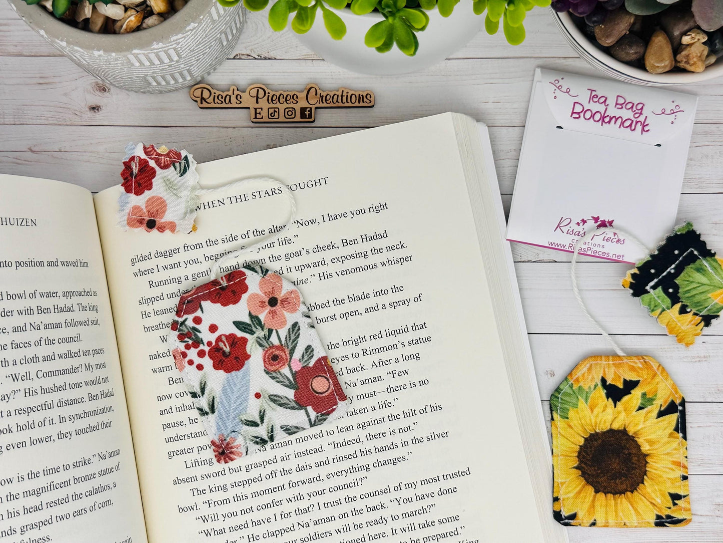 Fabric Tea Bag Bookmark, book club gift, for reader, Stocking stuffer for book lover, best friend teacher gift, for mom, booktok cloth