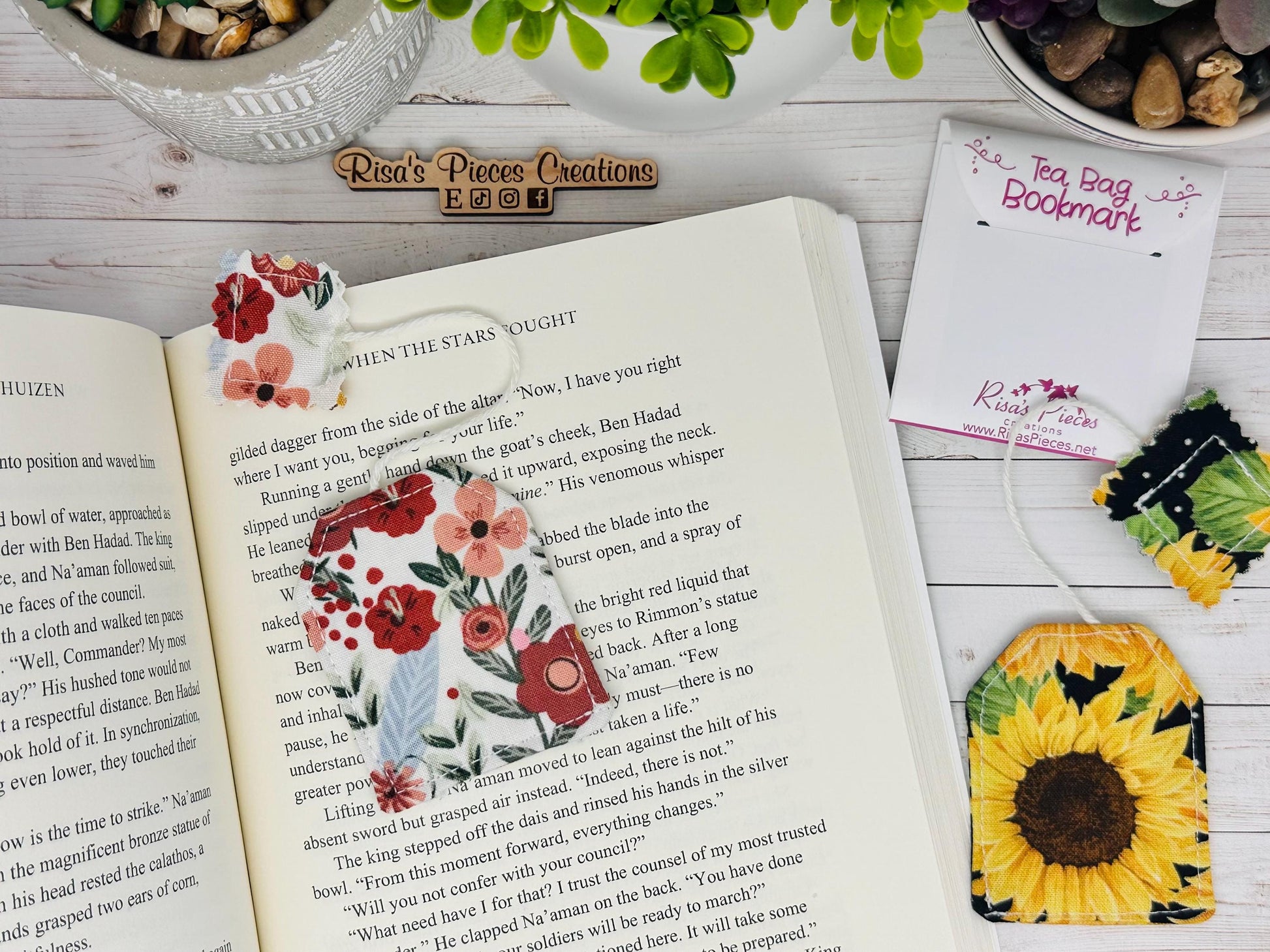 Fabric Tea Bag Bookmark, book club gift, for reader, Stocking stuffer for book lover, best friend teacher gift, for mom, booktok cloth