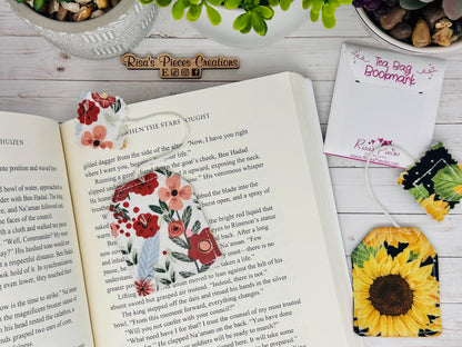 Fabric Tea Bag Bookmark, book club gift, for reader, Stocking stuffer for book lover, best friend teacher gift, for mom, booktok cloth