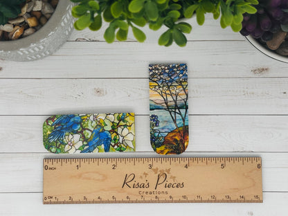 Tiffany Stained Glass Magnetic Bookmarks, Reading Accessories, Planner Clip, Gift for Book Lover, Stocking Stuffer for Her, Book Club Gift