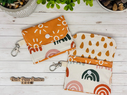 Boho mini keychain wallet, Clip on card wallet with pockets, lanyard coin purse for her, gift for daughter, stocking stuffer for Mom, Nurses