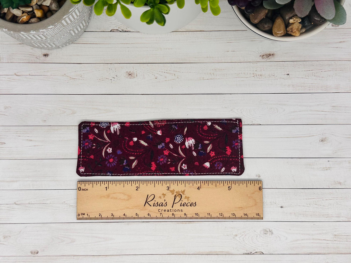 Burgundy Floral Fabric Bookmark, book club gift for reader, Stocking stuffer for book lover, best friend teacher gift, for mom, For teacher
