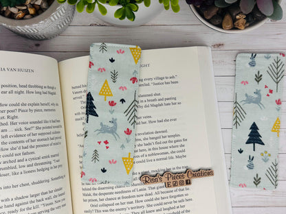 Woodland Fabric Bookmark, book club gift for reader, Stocking stuffer for book lover, best friend teacher gift, for mom, For young readers