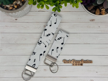 Black and White key fob and wristlet, Keychain gift for best friend, Stocking Stuffer Ideas, Keyring for Band, Choir Christmas gift