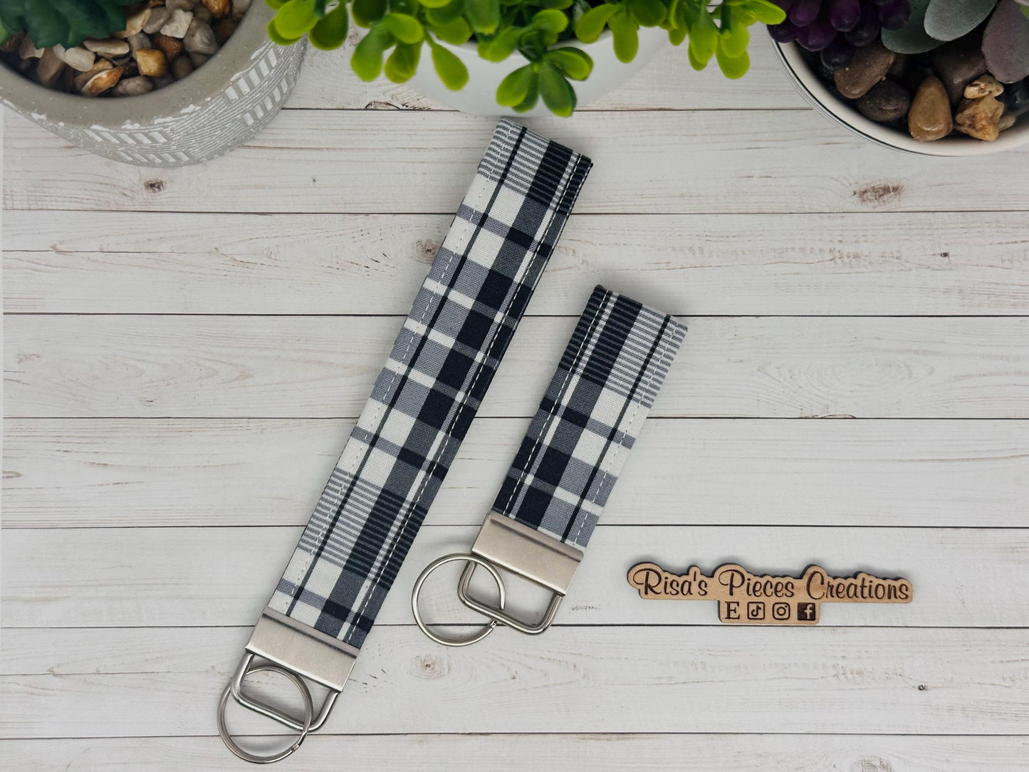 Black and White key fob and wristlet, Keychain gift for best friend, Stocking Stuffer Ideas, Keyring for Band, Choir Christmas gift