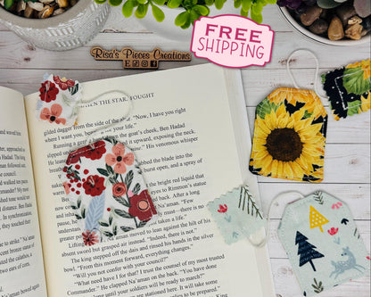 Fabric Tea Bag Bookmark, book club gift, for reader, Stocking stuffer for book lover, best friend teacher gift, for mom, booktok cloth
