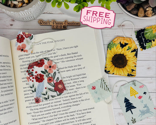 Fabric Tea Bag Bookmark, book club gift, for reader, Stocking stuffer for book lover, best friend teacher gift, for mom, booktok cloth
