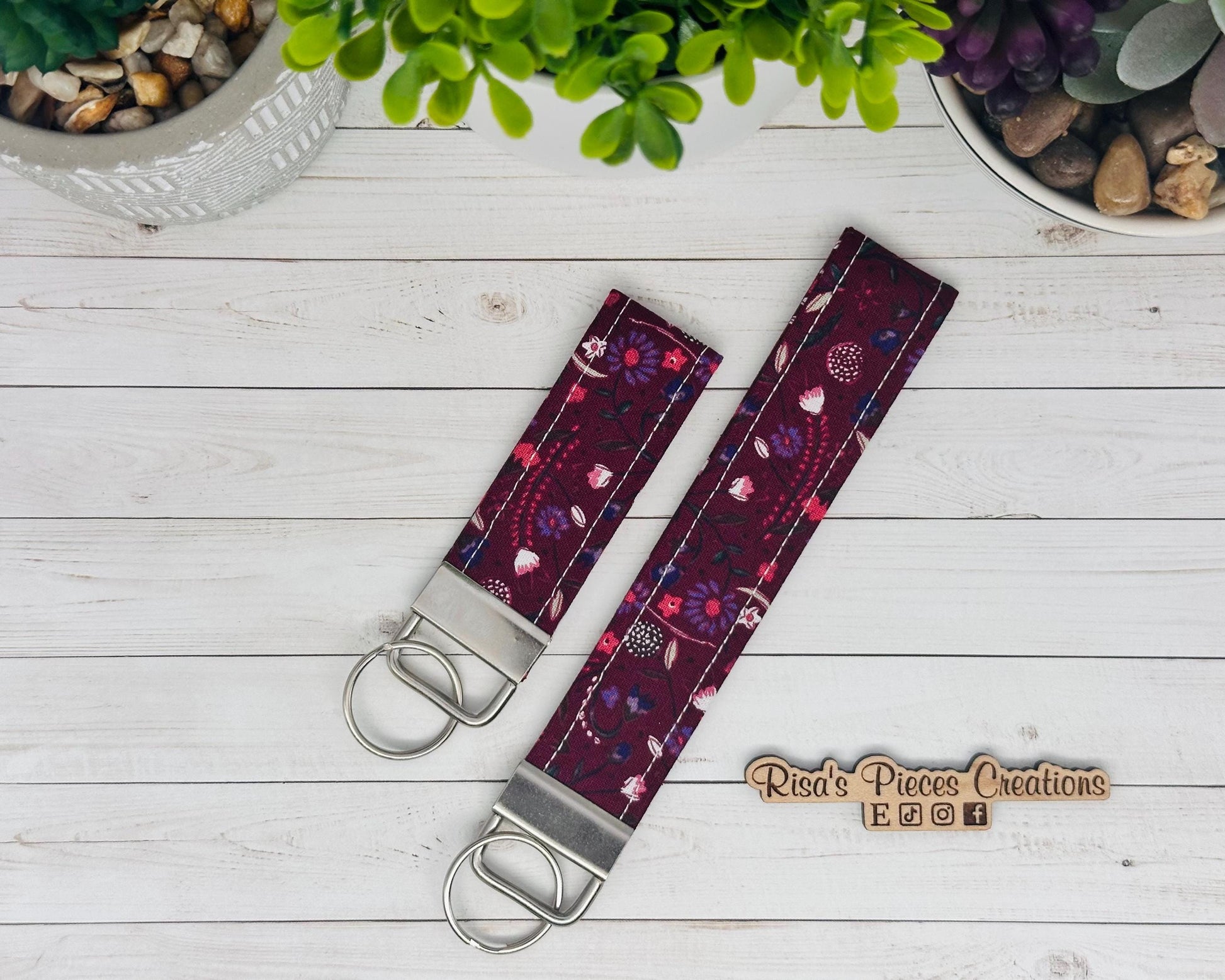Burgundy key fob and wristlet, Keychain gift for best friend, Stocking Stuffer Ideas, Keyring for New Driver, Mothers Day for mom, teachers