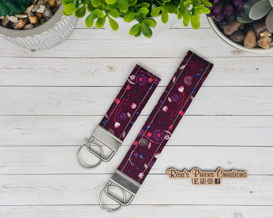 Burgundy key fob and wristlet, Keychain gift for best friend, Stocking Stuffer Ideas, Keyring for New Driver, Mothers Day for mom, teachers