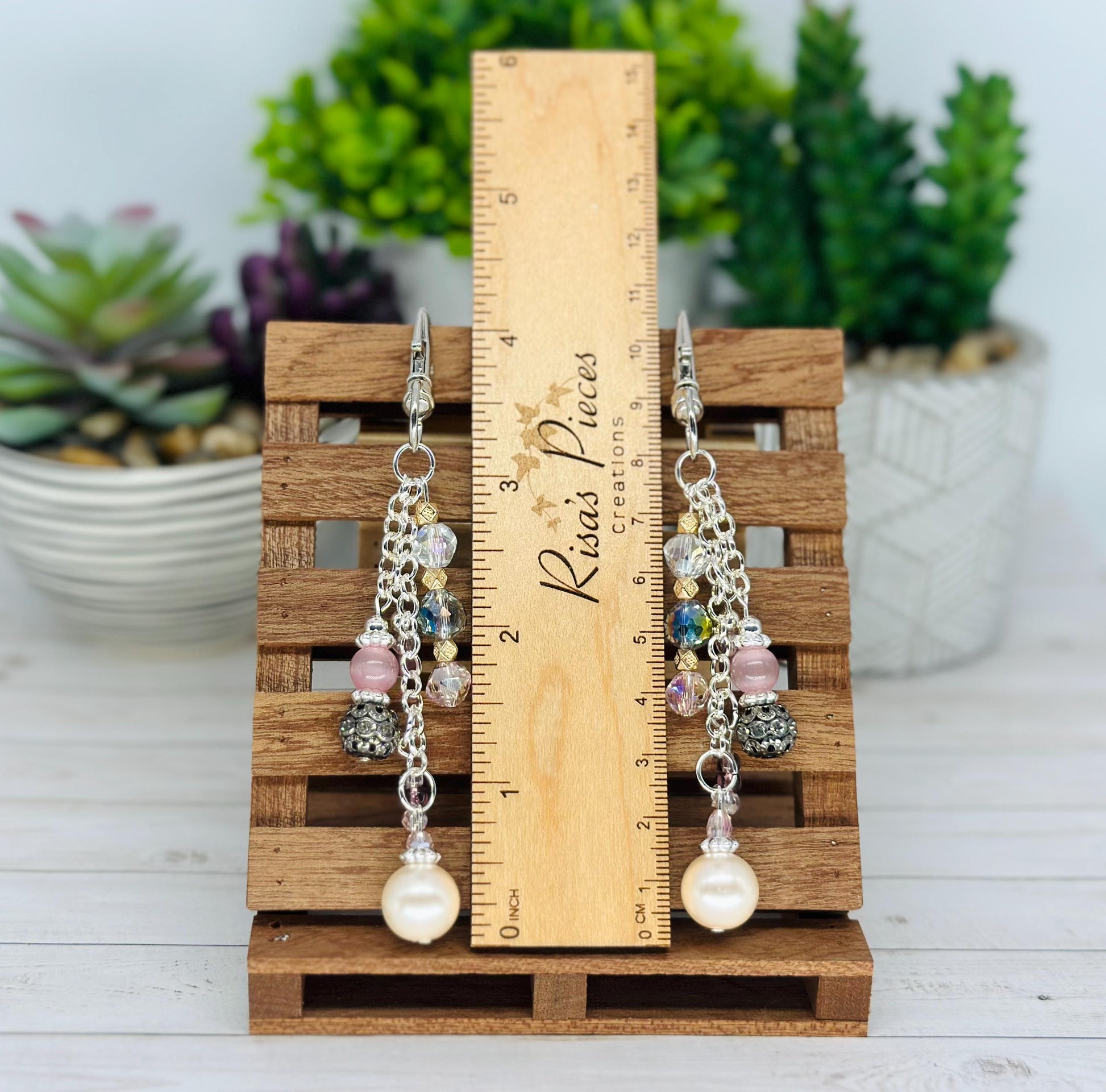 Pink and Pearl Beaded Bag Charm, Handmade Keychain, Silver Sparkly Purse Accessory, Phone Charm, Mothers Day Gift for Her Birthday Gift Idea