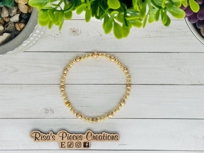 Still Waters Bracelet, Blue Sodalite & Gold Beaded Stretch Bracelet, Handmade Minimalist Gemstone Jewelry, Birthday Gift for Her, For Mom