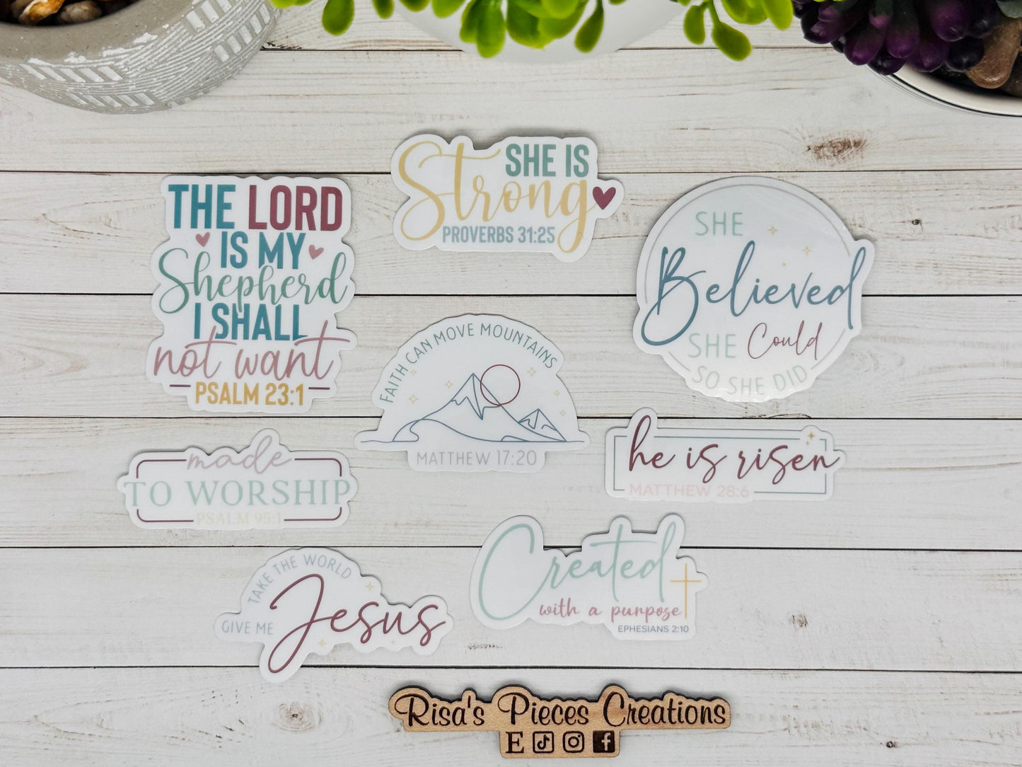 Faith Sticker Pack, Christian Stickers, Bible Verse, Religious Gift for Her, Bible Study Gift for Friend, Psalm 23, She Believed She Could