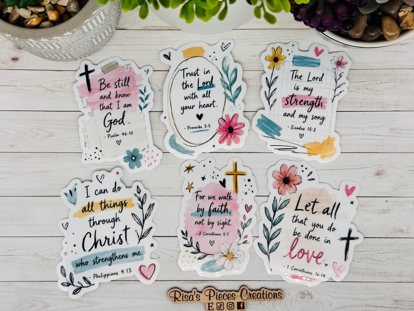 Watercolor Scripture Sticker Pack, Bible Verse Sticker, Christian Sticker for Bullet Bible Journal, Proverbs, Psalm, Corinthians, Exodus