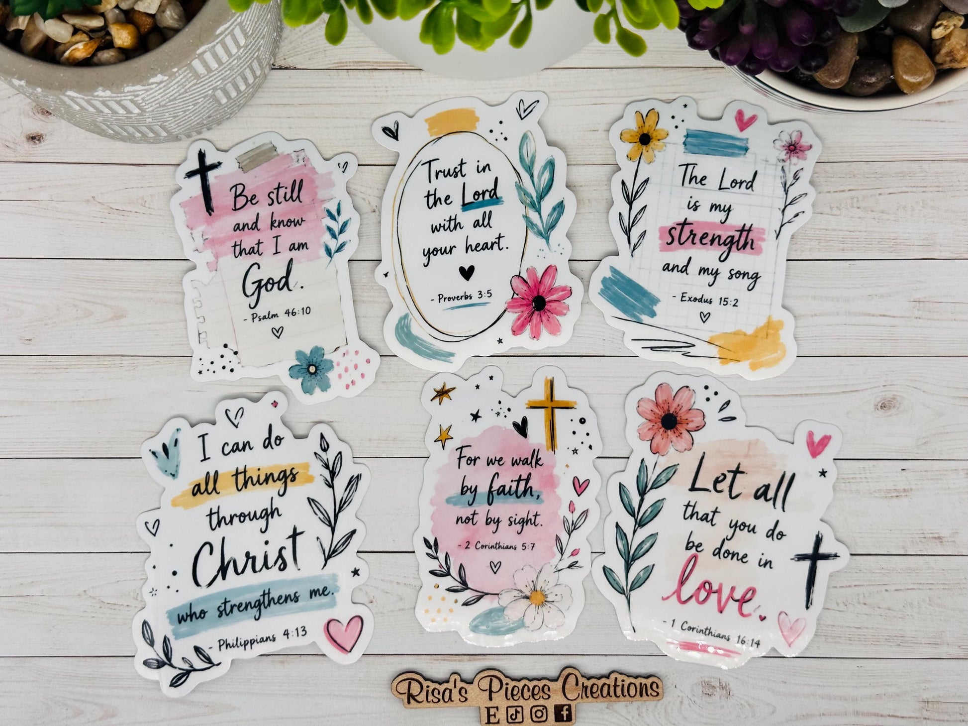 Watercolor Scripture Sticker Pack, Bible Verse Sticker, Christian Sticker for Bullet Bible Journal, Proverbs, Psalm, Corinthians, Exodus