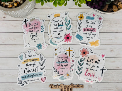 Watercolor Scripture Sticker Pack, Bible Verse Sticker, Christian Sticker for Bullet Bible Journal, Proverbs, Psalm, Corinthians, Exodus
