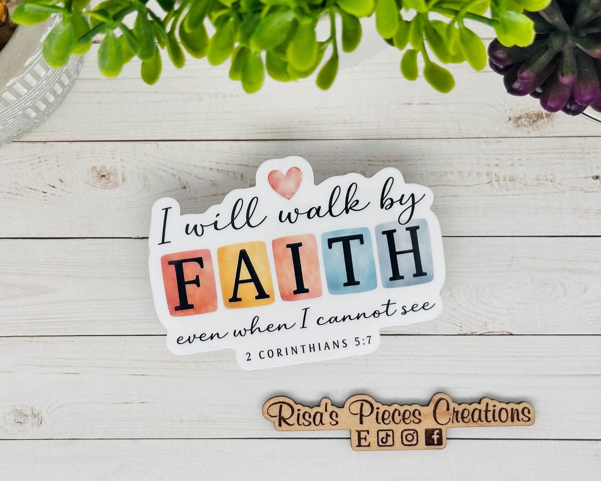 Walk by Faith Sticker, 2 Corinthians 5:7, Christian Bible Verse Sticker, Faith Sticker, Scripture Gift for Her, Bible Study Gift for Friend