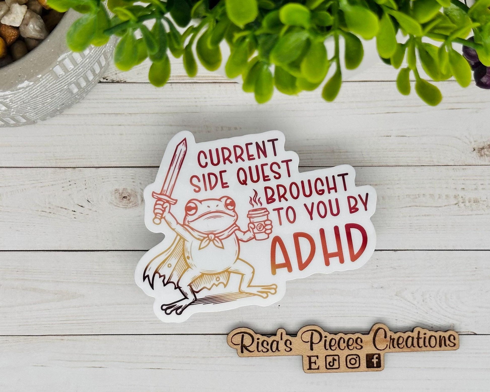 Side Quest ADHD Sticker, ADHD Brain, Gift for Mom, Neurodivergent Gift, ADHD Family, Adhd Awareness, Funny Frog Sticker, Best Friend Gift