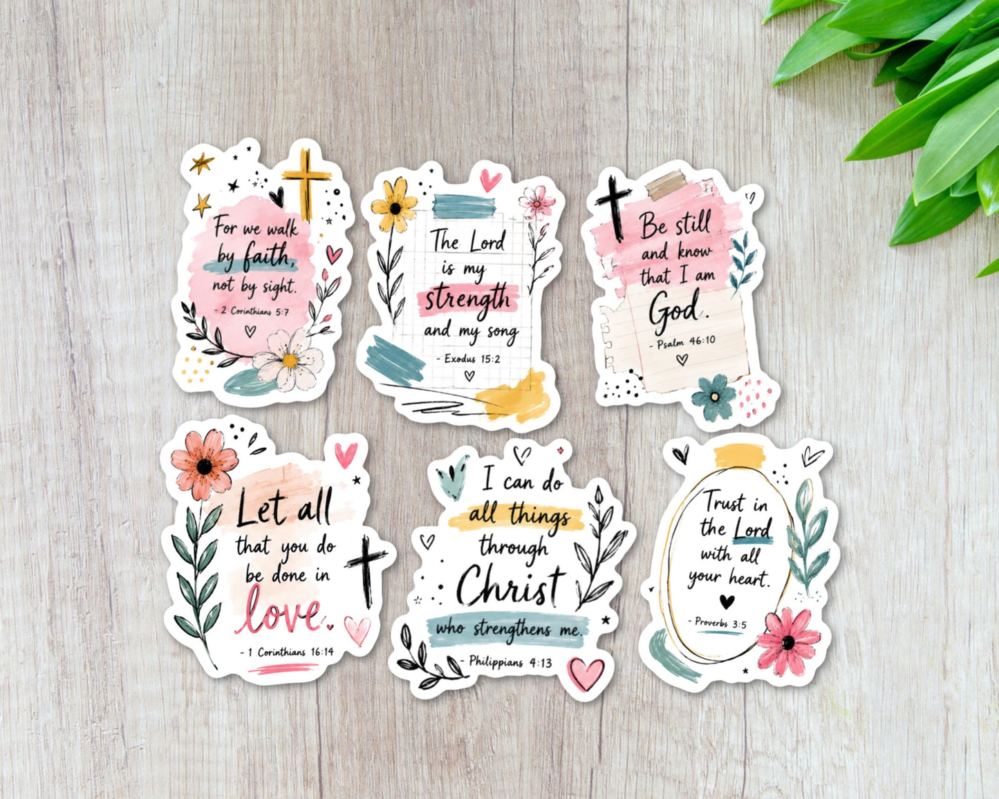 Watercolor Scripture Sticker Pack, Bible Verse Sticker, Christian Sticker for Bullet Bible Journal, Proverbs, Psalm, Corinthians, Exodus