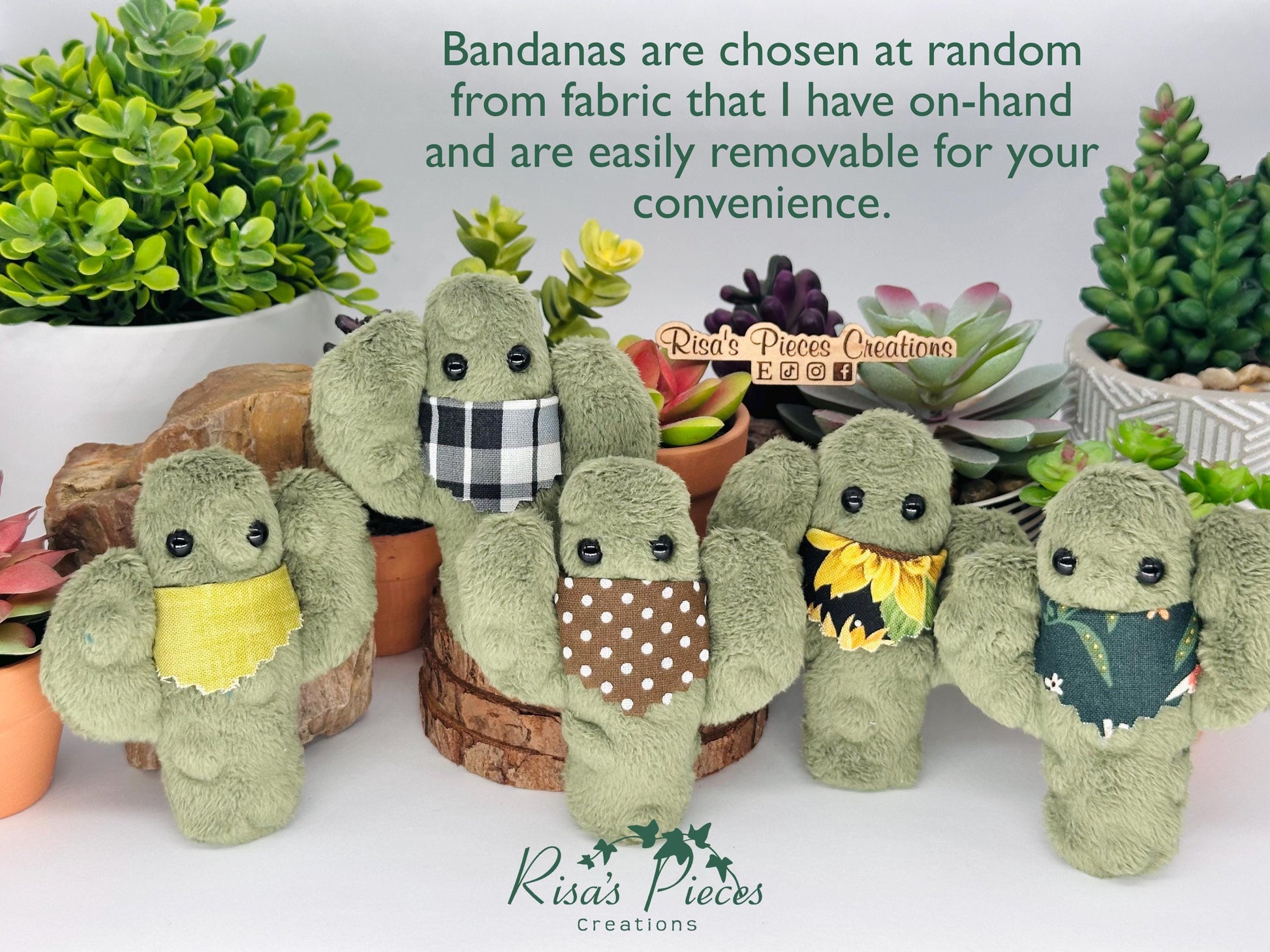 Cuddle Cactus Weighted Plush, Pocket Sized Sensory Toy, Handmade Anxiety Comfort Plushie, Soft Fuzzy Cactus with Bandana, Stocking Stuffers