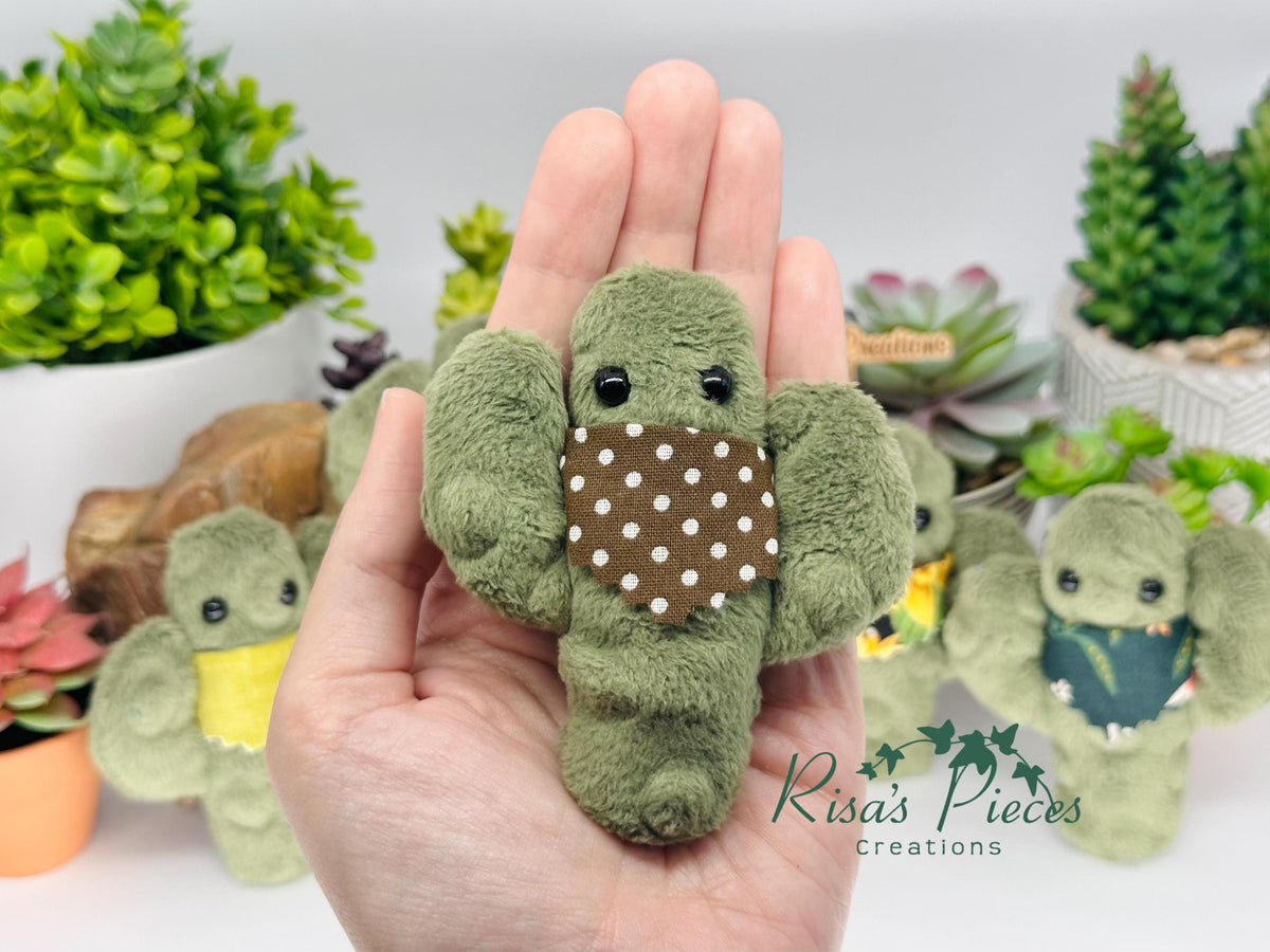 Cuddle Cactus Weighted Plush, Pocket Sized Sensory Toy, Handmade Anxiety Comfort Plushie, Soft Fuzzy Cactus with Bandana, Stocking Stuffers