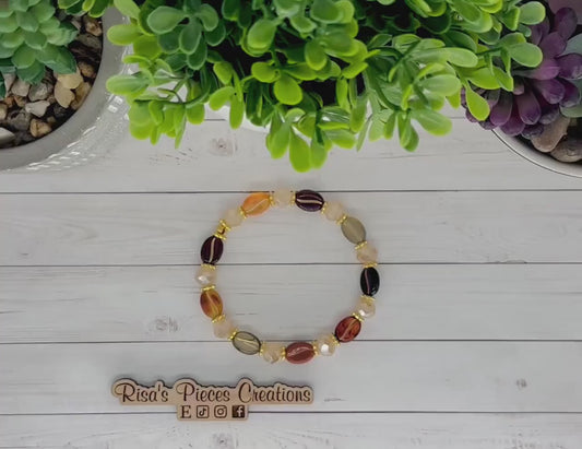 Vanilla Latte Bracelet, Coffee Bean & Cream Beaded Stretch Bracelet, Gift for Coffee Lovers, Boho Cottage core Jewelry, Teacher Appreciation