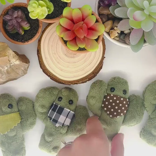 Cuddle Cactus Weighted Plush, Pocket Sized Sensory Toy, Handmade Anxiety Comfort Plushie, Soft Fuzzy Cactus with Bandana, Stocking Stuffers