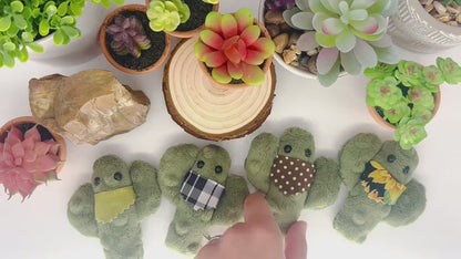 Cuddle Cactus Weighted Plush, Pocket Sized Sensory Toy, Handmade Anxiety Comfort Plushie, Soft Fuzzy Cactus with Bandana, Stocking Stuffers