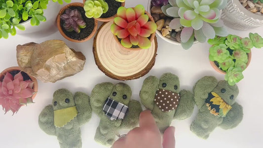 Cuddle Cactus Weighted Plush, Pocket Sized Sensory Toy, Handmade Anxiety Comfort Plushie, Soft Fuzzy Cactus with Bandana, Stocking Stuffers