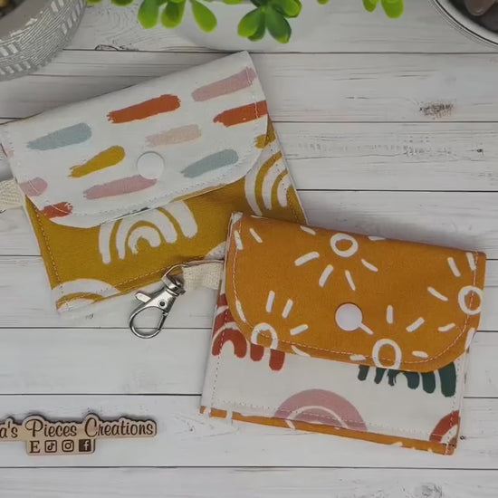 Boho mini keychain wallet, Clip on card wallet with pockets, lanyard coin purse for her, gift for daughter, stocking stuffer for Mom, Nurses