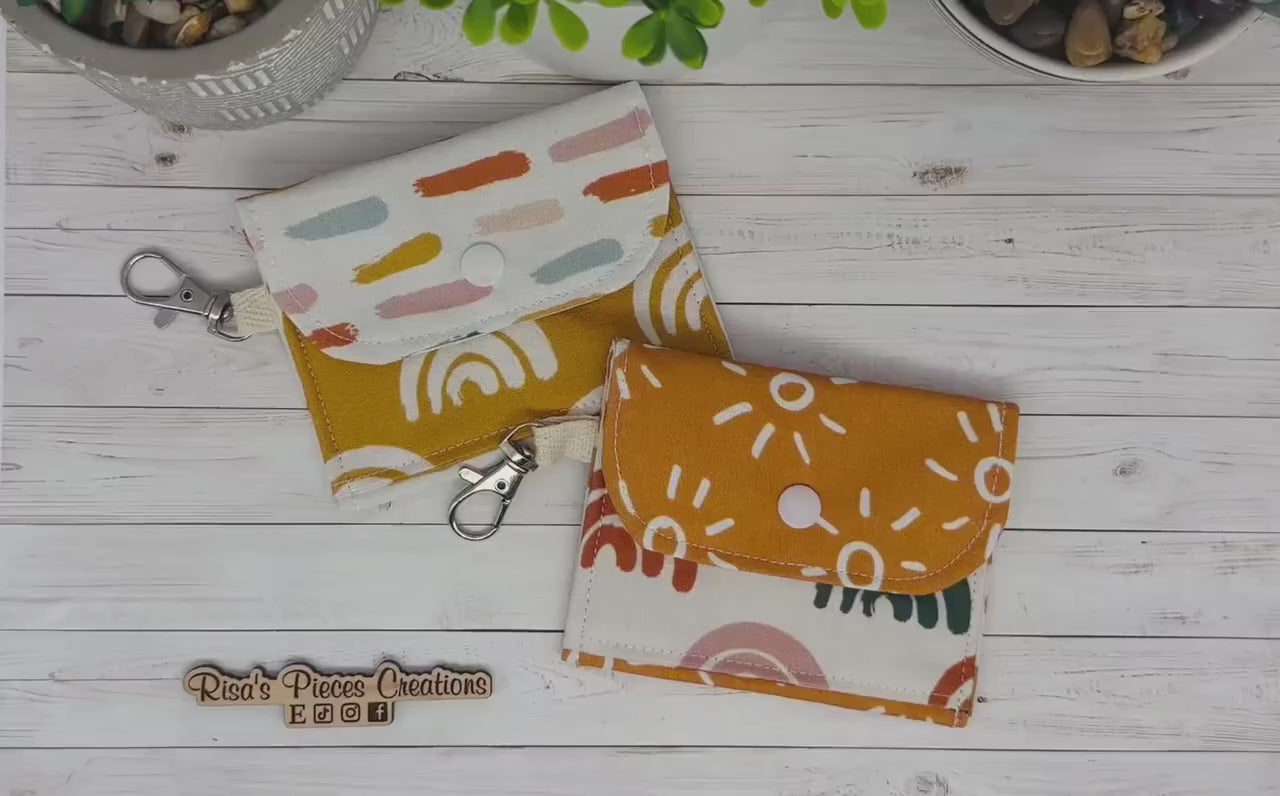 Boho mini keychain wallet, Clip on card wallet with pockets, lanyard coin purse for her, gift for daughter, stocking stuffer for Mom, Nurses