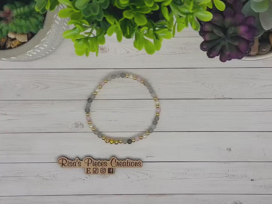 Blush and Fog Dainty Beaded Stretch Bracelet, Handmade Jewelry, Spring Gift for Her, Teacher Appreciation, Mothers Day, Stack Bracelets