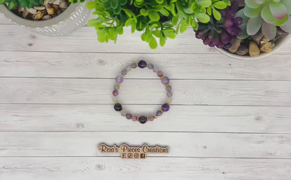 The Duchess, Amethyst and Pink Purple Tourmaline Stretch Bracelet, February Birthday Gift for Mom, Mother’s Day, Gemstone Jewelry for Her